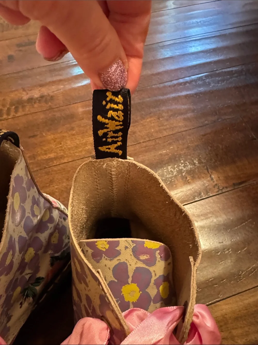 Dr. Martens Sinclair Floral Combat Boots with Pink Laces Anthropologie - Picture 10 of 16